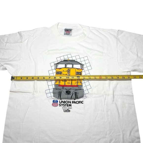 VTG Union Pacific System Hi Tech Railroad T Shirt Oneita Single Stitch Size L - Picture 6 of 7